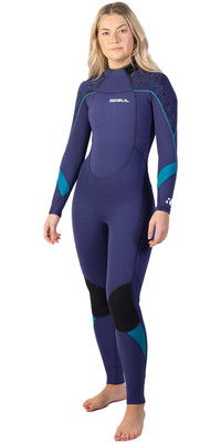 2023 Gul Womens Response 4/3mm GBS Back Zip Wetsuit RE1248-C1 - Blue / Paisley